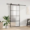 Stumdomos durys su furnitūra, juodos, 102,5x205 cm, ESG stiklas