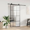 Stumdomos durys su furnitūra, juodos, 102,5x205 cm, ESG stiklas