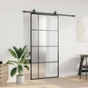 Stumdomos durys su furnitūra, juodos, 102,5x205 cm, ESG stiklas