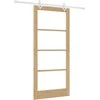 Slankios durys 93 x 202 cm Tvirtos pušies mediena ir stiklas