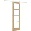 Slankios durys 61 x 198,5 cm Tvirtos pušies mediena ir stiklas