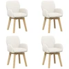 Sukamos valgomojo kėdės 4 pcs Bouclé Kreminė 54 x 58 x 87 cm