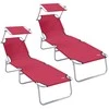 Saulės gultas 2 pcs Raudona 58 x 188 x 77 cm Poliesteris