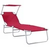 Saulės gultas 2 pcs Raudona 58 x 188 x 77 cm Poliesteris
