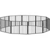 Šunų vartai 10 pcs Juodas 80 x 60 cm Cinkuota plienas