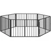 Šunų vartai 6 pcs Juodas 100 x 60 cm Cinkuota plienas