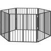 Šunų vartai 6 pcs Juodas 80 x 80 cm Cinkuota plienas