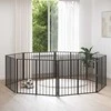 Šunų vartai 8 pcs Juodas 100 x 80 cm Cinkuota plienas