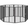 Šunų vartai 8 pcs Juodas 60 x 80 cm Cinkuota plienas