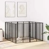 Šunų vartai 8 pcs Juodas 80 x 100 cm Cinkuota plienas