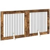 Šunų vartai su stovais 2 pcs Dūminio ąžuolo 100 x 100 cm