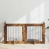 Šunų vartai su stovais 4 pcs Dūminio ąžuolo 80 x 80 cm