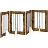Šunų vartai su stovais 4 pcs Dūminio ąžuolo 60 x 80 cm