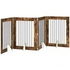 Sulankstomi šunų vartai su stovais 4 pcs Dūminio ąžuolo 321 cm