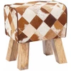 suoliukas 40 x 30 x 45 cm Tikra oda Rudas skiautinys