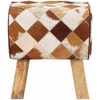 suoliukas 40 x 30 x 45 cm Tikra oda Rudas skiautinys