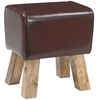 suoliukas 40 x 30 x 45 cm Tikra oda Tamsiai rudas
