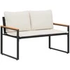 suoliukas Juoda ir kreminė balta 115 x 65 x 72 cm Ratanas