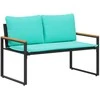 suoliukas su pagalve Juoda ir turkio 115 x 65 x 72 cm Ratanas