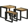Suklijuotas stalas 3 pcs Kietas mangų medis ir metalas