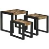 Suklijuotas stalas 3 pcs Kietas atgautas medis ir metalas