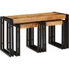 Suklijuotas stalas 3 pcs Kietas mangų medis ir metalas