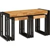 Suklijuotas stalas 3 pcs Kietas mangų medis ir metalas