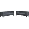 Svetainės sofa 2 vnt. Tamsiai pilka Aksomas
