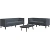 Svetainės sofa 2 vnt. Tamsiai pilka Aksomas