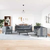 Svetainės sofa 3 vnt. Tamsiai pilka Aksomas