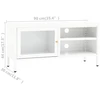 TV staliukas Televizoriaus spintelė, balta, 90x30x44cm, plienas ir stiklas