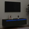 TV staliukas Televizoriaus spintelė su LED apšvietimu, juoda, 100X35,5x25 cm