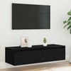 TV staliukas Televizoriaus spintelė su LED apšvietimu, juoda, 100X35,5x25 cm