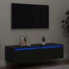 TV staliukas Televizoriaus spintelė su LED apšvietimu, juoda, 100X35,5x25 cm