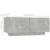 TV staliukas Televizoriaus spintelė su LED, betono pilka, 180x35x40cm