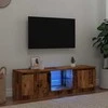 TV staliukas televizoriaus spintelė su LED lemputėmis, sena mediena