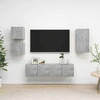 TV staliukas Televizoriaus spintelių komplektas, 5 dalių, betono, mediena