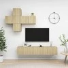 TV staliukas Televizoriaus spintelių komplektas, 7 dalių, ąžuolo, mediena