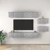 TV staliukas Televizoriaus spintelių komplektas, 8 dalių, betono, mediena