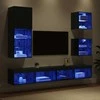 Televizorių sieniniai baldai su LED 5 vnt. Juodas ąžuolas
