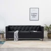 Trivietė Chesterfield sofa, juoda, dirbtinės odos apmušalas