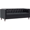 Trivietė Chesterfield sofa, juoda, dirbtinės odos apmušalas