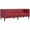 Trivietė chesterfield sofa, raudonojo vyno sp., dirbtinė oda