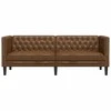 Trivietė chesterfield sofa, rudos spalvos, dirbtinė versta oda