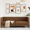 Trivietė chesterfield sofa, rudos spalvos, dirbtinė versta oda