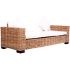 Trivietė sodo sofa, natūralus ratanas