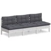 Trivietė sodo sofa su antracito pagalvėlėmis, pušies masyvas