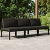 Lauko baldų komplektas Trivietė sodo sofa su pagalvėlėmis, antracito, aliuminis