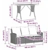 Trivietė sodo sofa su pagalvėlėmis ir staliuku, šviesiai pilka