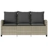 Trivietė sodo sofa su pagalvėlėmis ir staliuku, šviesiai pilka